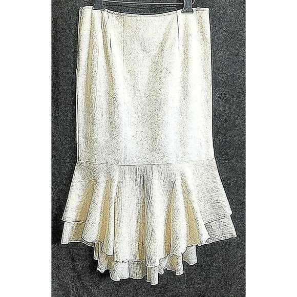Mexico Lindo Embroider Asymmetrical Ruffleled Skirt M 100% Algodon Off White NWT - Picture 3 of 8
